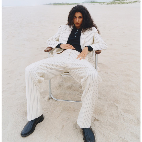 J.Crew Collection Portia Pant Ivory Pinstripe Italian Wool Classic US 10 NWT - Picture 5 of 15